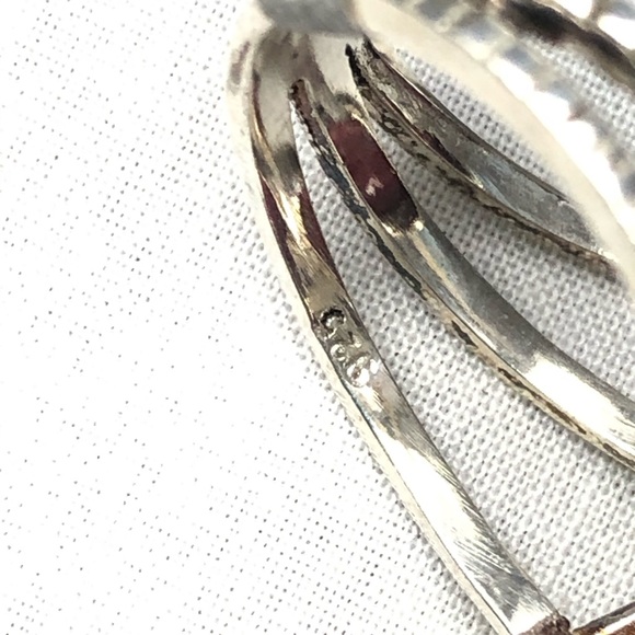 925 Silver Rhodochrosite Ring Natural Pink Round Gemstone Triple Band Sz 7 - Picture 5 of 15